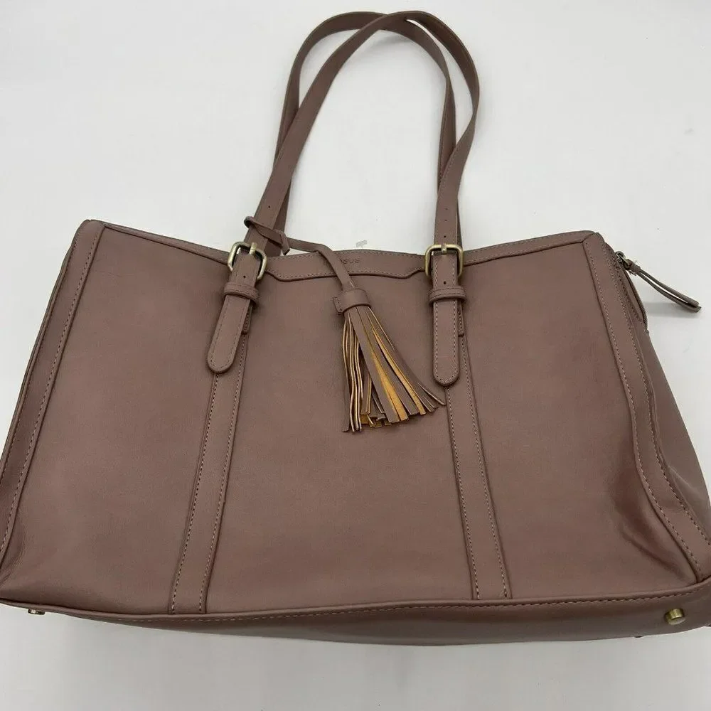 Ecosusi Women’s 15.6 Inch Vintage Vegan Leather Laptop Tote Beige Pink